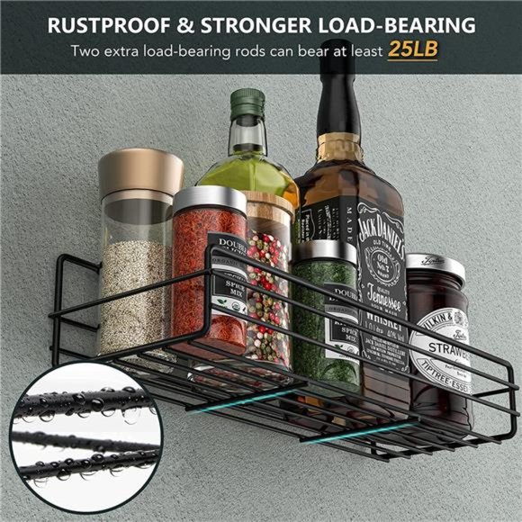 Spice Rack Organizer Wall Mount (6Pack), Hanging Black Spice Pantry Organization - Picture 4 of 6